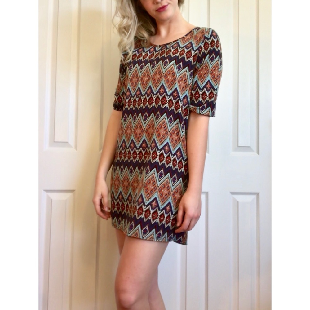 Francesca’s Tribal Print Shift Dress - Picture 1 of 5